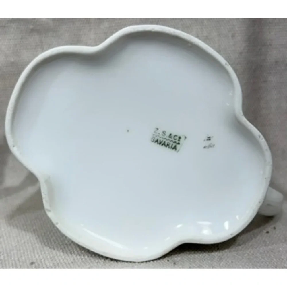 Antique ZS & Co Bavaria Porcelain Sugar Bowl and Creamer Set Gilt Grapes c. 1900